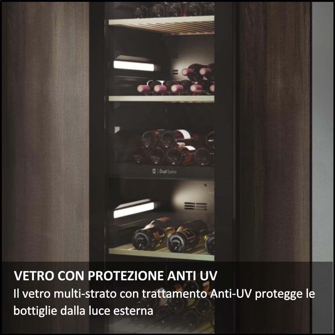 Haier Wine Bank 50 Series 3 HWS34GGH1 - Vinoteca 34 botellas, WIFI, Estantes de madera, Filtro Anti-UV, Filtro de carbón, Filtro de carbón, Display Digital, Iluminación LED, Silenciosa 37 dbA, Negra