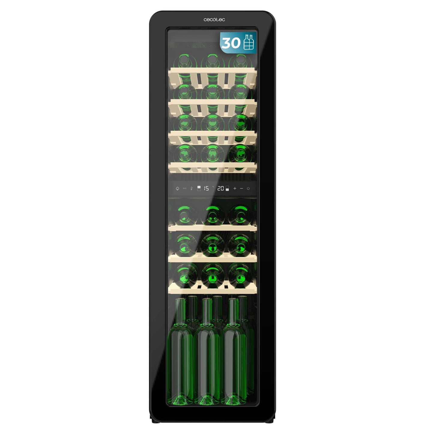 Cecotec Vinoteca 18 Botellas Retro Bolero Grandsommelier Origin 18 Hit Red. Acabo En Rojo Con Control LED, Temp. 5-20ºC, Compresor, NoFrost, Estantes Cadera, Cuz Interior, Ventilación