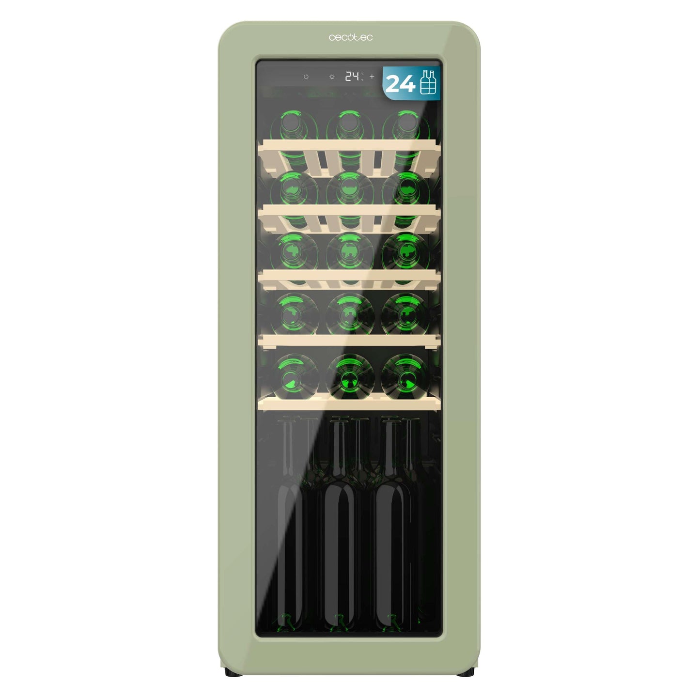 Cecotec Vinoteca 18 Botellas Retro Bolero Grandsommelier Origin 18 Hit Red. Acabo En Rojo Con Control LED, Temp. 5-20ºC, Compresor, NoFrost, Estantes Cadera, Cuz Interior, Ventilación