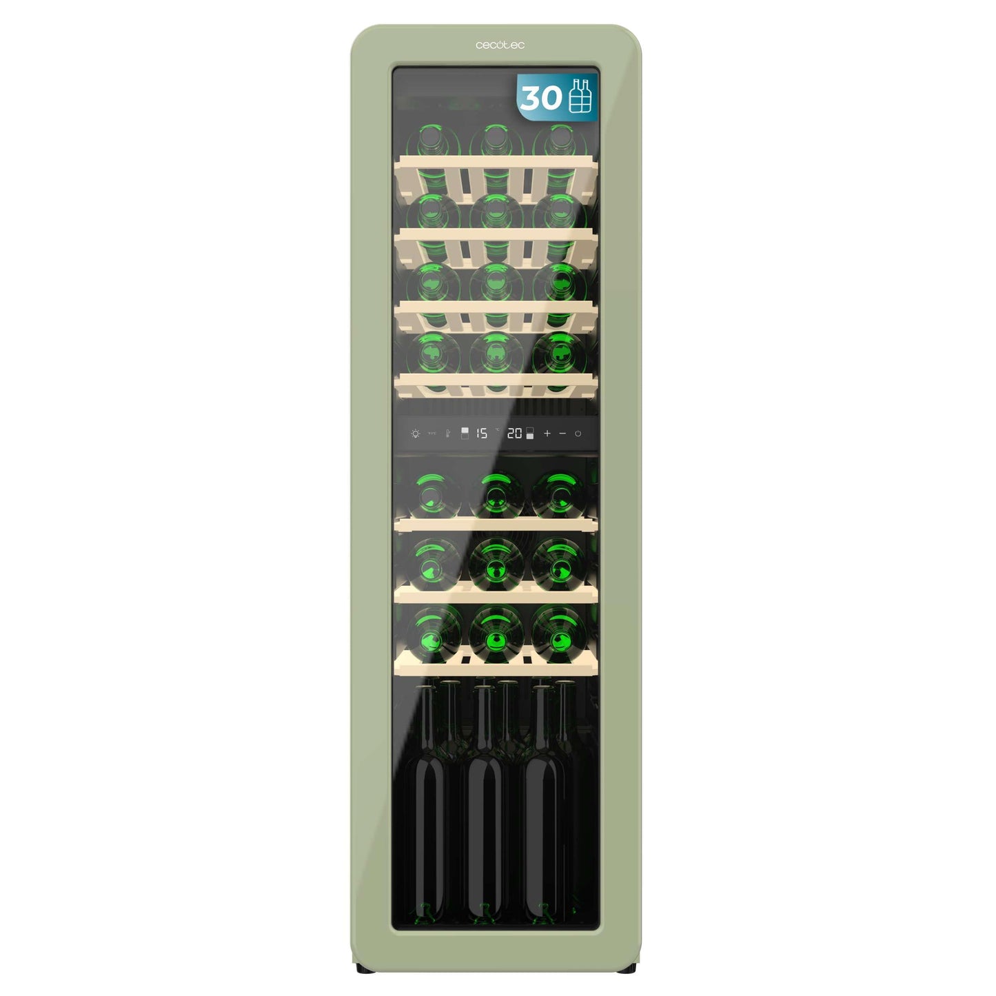 Cecotec Vinoteca 18 Botellas Retro Bolero Grandsommelier Origin 18 Hit Red. Acabo En Rojo Con Control LED, Temp. 5-20ºC, Compresor, NoFrost, Estantes Cadera, Cuz Interior, Ventilación