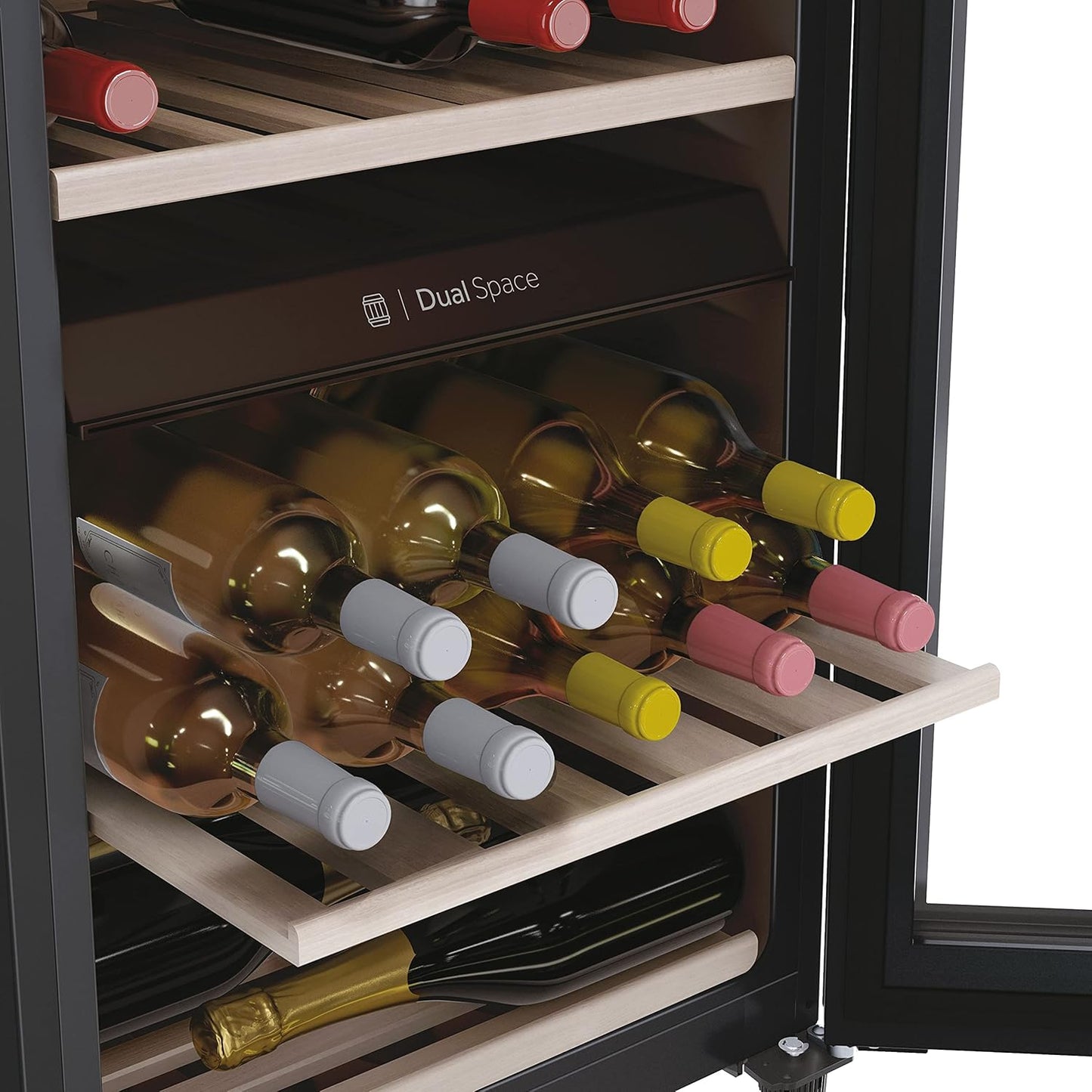 Haier Wine Bank 50 Series 7 HWS42GDAU1- Vinoteca de 42 botellas, Estantes de madera, Filtro Anti-UV, Filtro de carbón, Refrigeración por Compresor, Display Digital, Iluminación LED, Silenciosa 37 dbA