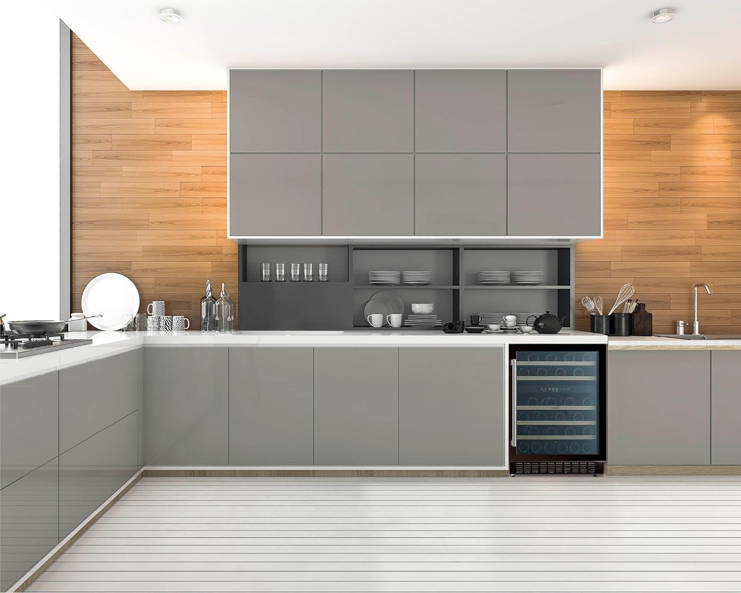 Cata Vinoteca VI 59082 BK No Frost Capacidad 46 Botellas Control Electrónico de Temperatura Panel Touch Control Digital Luz Interior LED Puerta Reversible Ventilación Interna Ancho 59,5 cm Color Negro